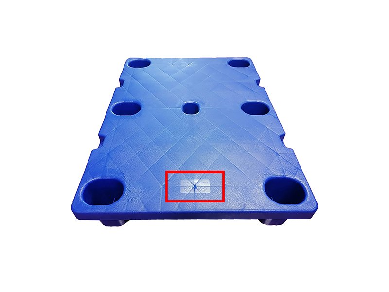 Blue nestable plastic pallet, customizable sizing, logo, color coding for workflow.